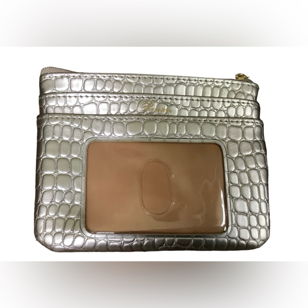 Metallic Vegan Embossed Faux Crocodile Wallet/Card Case